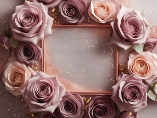 Rose Frame Elegant Floral Background.