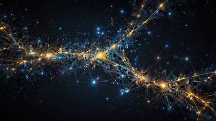 Vibrant city lights network from above at night
