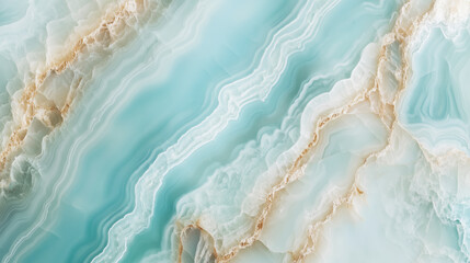 Elegant abstract texture of blue onyx stone with beige and white mineral veins. Ideal for use as a luxury background, interior design sample, or digital wallpaper. 