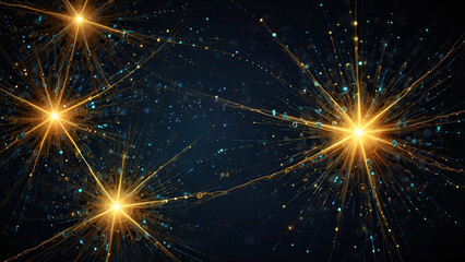 Bright golden sparklers exploding against a dark night sky