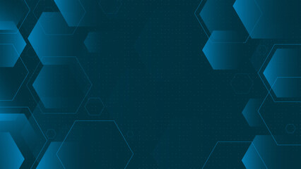 Abstract Blue Hexagon Technology Background. Futuristic Digital Data Tech Pattern Design.