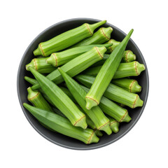 Obraz premium Fresh green okra pods arranged in a bowl, highlighting their vibrant color and texture