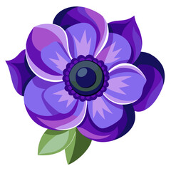 Purple anemone flower illustration vector graphic design floral blossom botanical art image stock photo