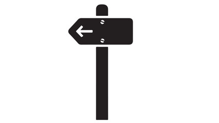 Black sign with arrow pointing left, illustration