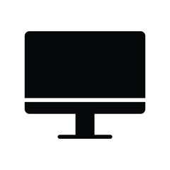 Black silhouette of a computer monitor on a white background