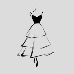 minimalist sketch of a layered dress on a mannequin