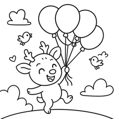 Fototapeta premium happy play balloons outline version