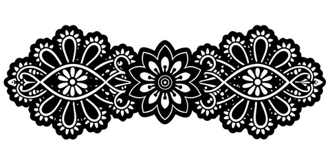 Intricate Black Floral Lace Divider Vector on transparent background – Perfect for Elegant Invitations and Decor (13)