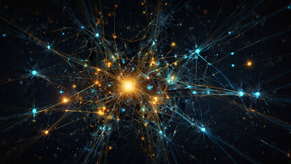 Abstract network of glowing lights and connections