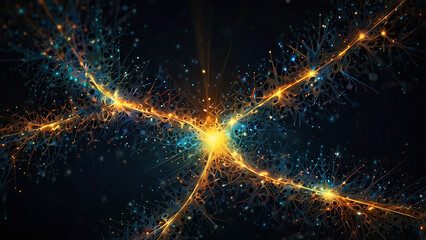 Abstract energetic burst of light and particles