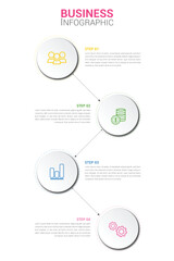 Modern Business Infographic: Four Steps to Success, Clean Minimalist Style