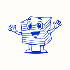 Happy Cartoon Stack of Sticky Notes Mascot Waving