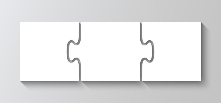 Puzzle business chain infographic with 3 steps. Jigsaw infographics grid. Business info graphic. Process diagram presentation pieces, parts in a row. Vector illustration