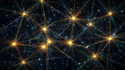 Abstract network of glowing stars and connections