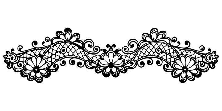 Black Vector Lace Divider  Clean White Background for Chic and Refined Design Use (2)
