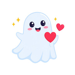 Obraz premium a stylized white ghost character from the popular game among us. it is holding a red heart symbolizing affection. the background is light, providing contrast to the ghost figure