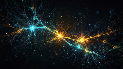 Vibrant network of lights connecting across a dark expanse