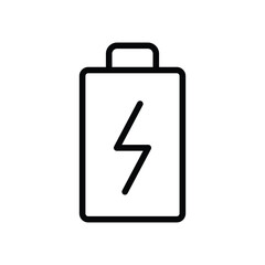 Simple Outline of Battery Icon with Lightning Bolt Symbol for Energy Concept