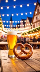 Beer and pretzel at Christmas market