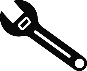 Adjustable Spanner Tool Icon Black Silhouette Vector