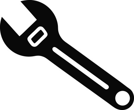 Adjustable Spanner Tool Icon Black Silhouette Vector