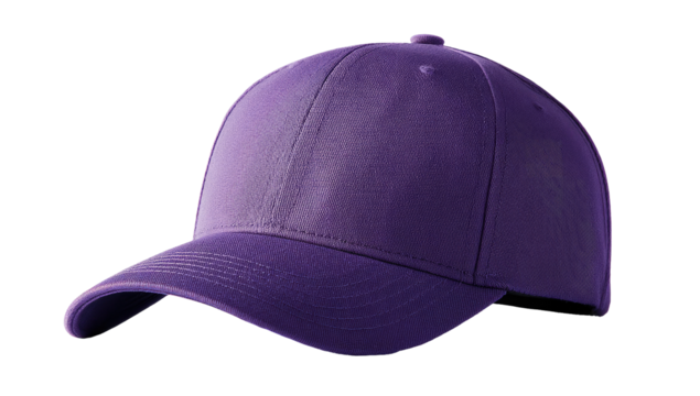 A single, vibrant purple baseball cap