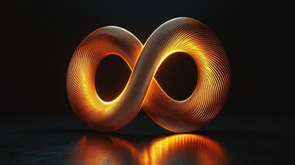 Golden infinity symbol on dark background