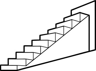 Stairs Going Up Symbol Vector Line Art Graphic
