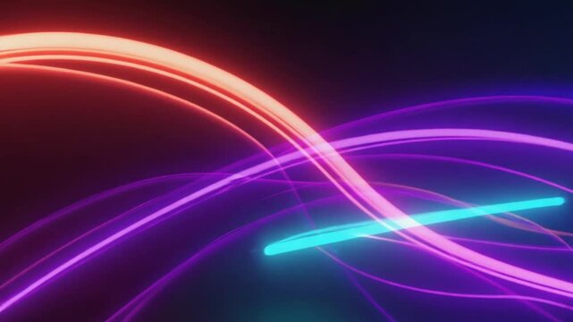 Vibrant neon lines dancing across a dark backdrop, perfect for a dynamic, modern design