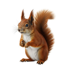 Fototapeta premium Adorable Red Squirrel Posing Against White Background.