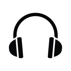 Black Silhouette of Headphones on White Background for Music Enthusiasts