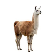 Obraz premium Full Shot of a Llama with Brown and White Fur.