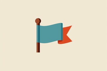 Flag Design with Symbolic Wood Element: A Conceptual Representation of Communication Banner with Vintage Aesthetics and Playful Colors