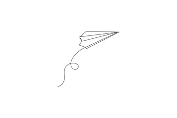 Minimalist paper plane outline in one line style
