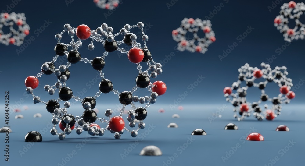 Poster exploring the intricate world of molecular structures: a deep dive into chemistry and science