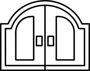 Two Panel Front Door Outline Vector Illustration
