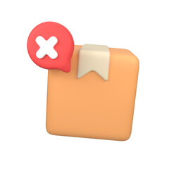 Delivery Box with cross mark cancel product isolated 3d render icon illustration