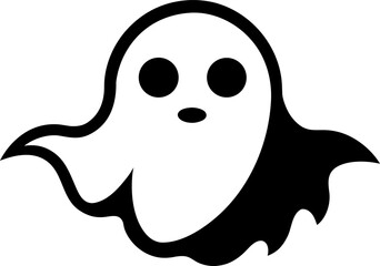Ghost with Wavy Bottom and Wide Eyes Halloween Icon