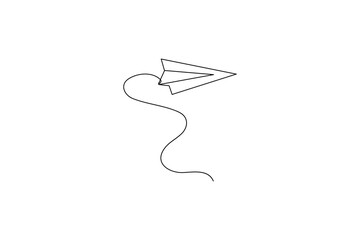 Minimalist paper plane outline in one line style
