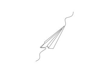 Minimalist paper plane outline in one line style
