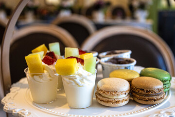 colorful macaroons on a plate