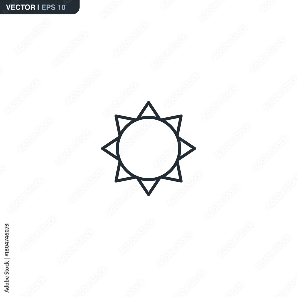 Poster sun, linear style sign for mobile concept and web design
