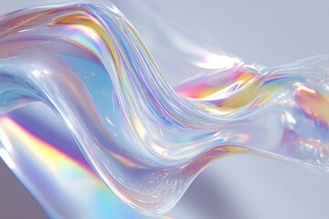 Iridescent Abstract Liquid Flow: Translucent Beauty and Shiny Texture in Ethereal Light, Dreamy Surface with Colorful Reflections, Underwater Inspiration 