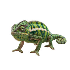 Detailed View of a Green Chameleon.