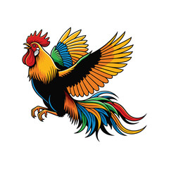 vector illustration of a rooster in flight