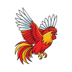 vector illustration of a rooster in flight