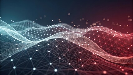 Abstract digital network flow with glowing nodes