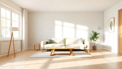 Fototapeta premium Scandinavian Minimalist Living Room Interior Design