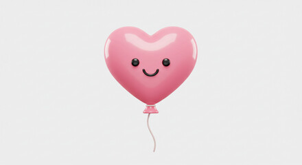 Pink Heart Balloon with Smile