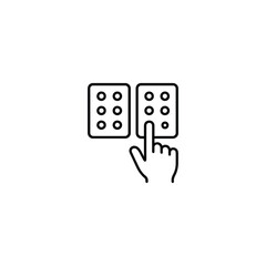Icon of a hand reading a braille system for the blind
